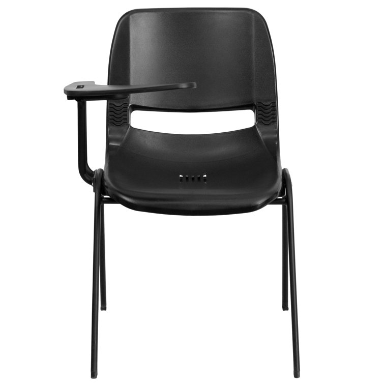 Black Ergonomic Metal Desk Chair with Adjustable Tablet Arm