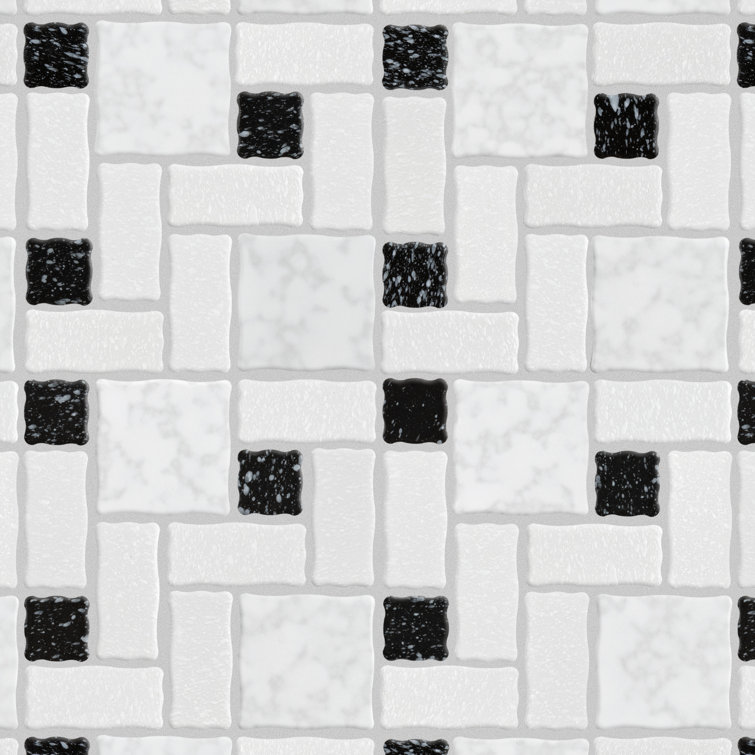 Academy 12" x 12" Black and White Porcelain Mosaic Tile