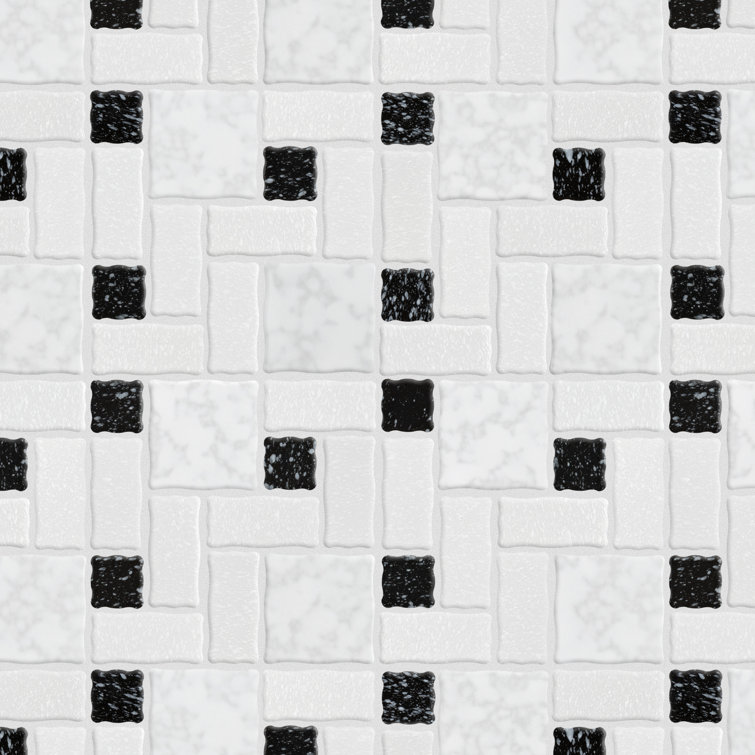 Academy 12" x 12" Black and White Porcelain Mosaic Tile