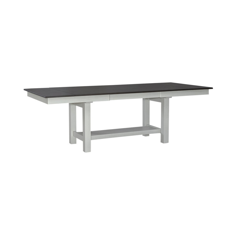 White and Gray Veneer 7-Piece Rectangular Trestle Dining Set