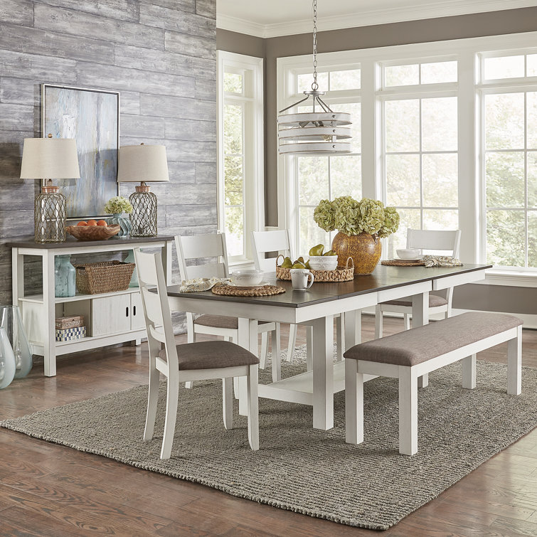 Brook Bay Extendable White and Gray Wood Dining Table