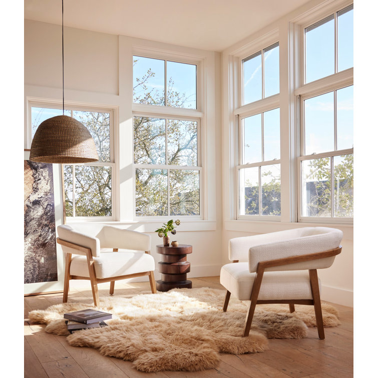 Hand-Knotted Beige Sheepskin Round Cowhide Rug