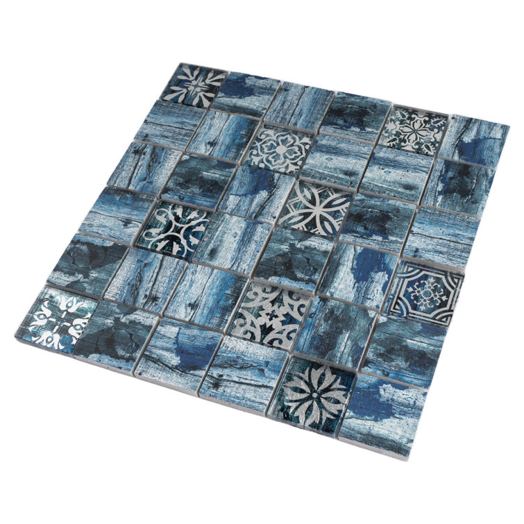 Gray and Blue Glass Mosaic Wall Tile for Kitchen and Bathroom