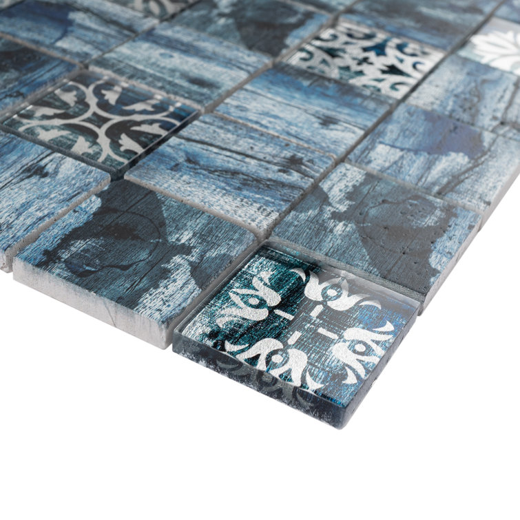 Gray and Blue Glass Mosaic Wall Tile for Kitchen and Bathroom
