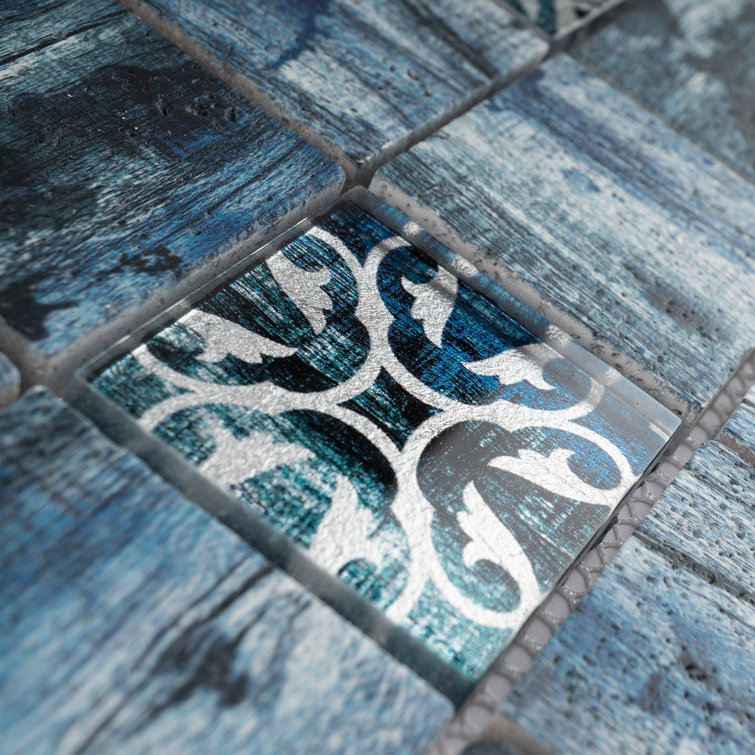 Gray and Blue Glass Mosaic Wall Tile for Kitchen and Bathroom