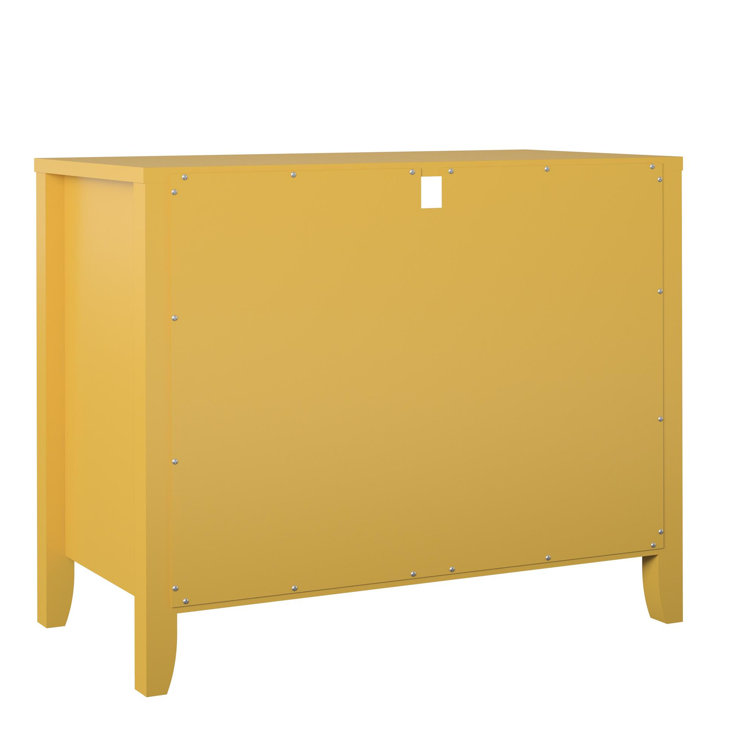 Mustard Yellow 2-Drawer Nightstand with Real Wood Legs
