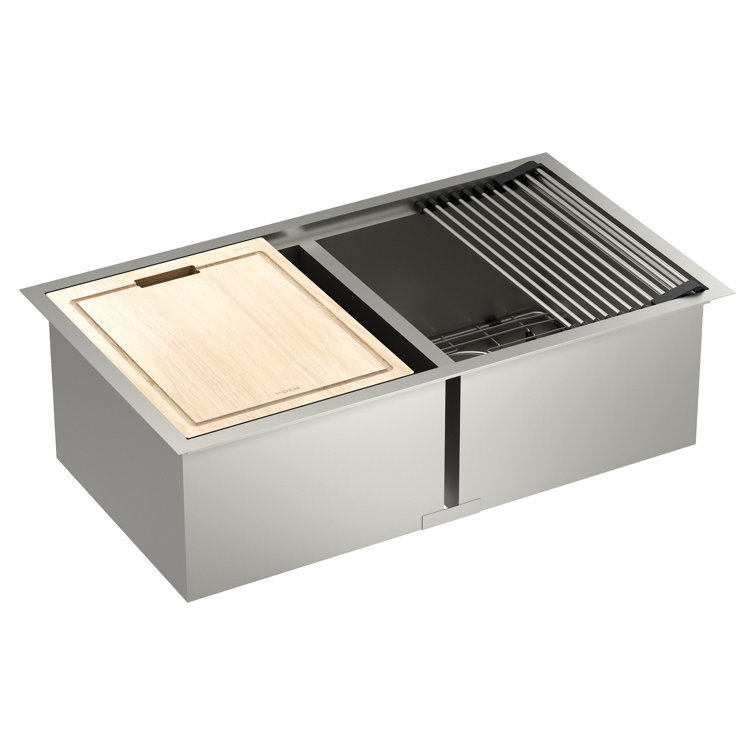 Luxe Chef 33" Stainless Steel Double Bowl Workstation Sink