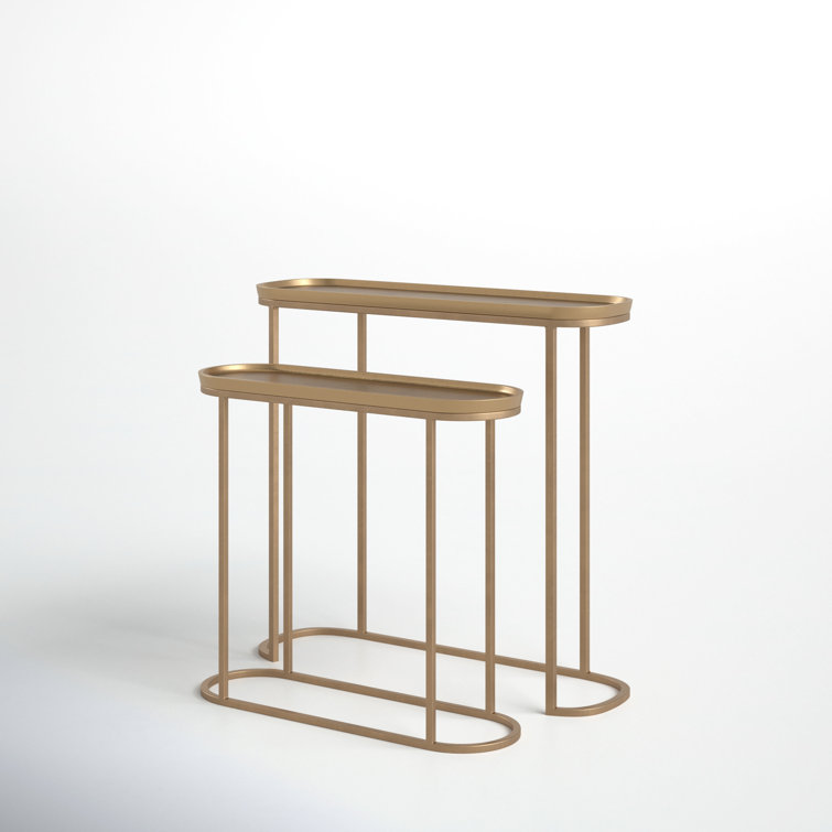 Cato Antique Brass 33.25'' Metal Console Table Set