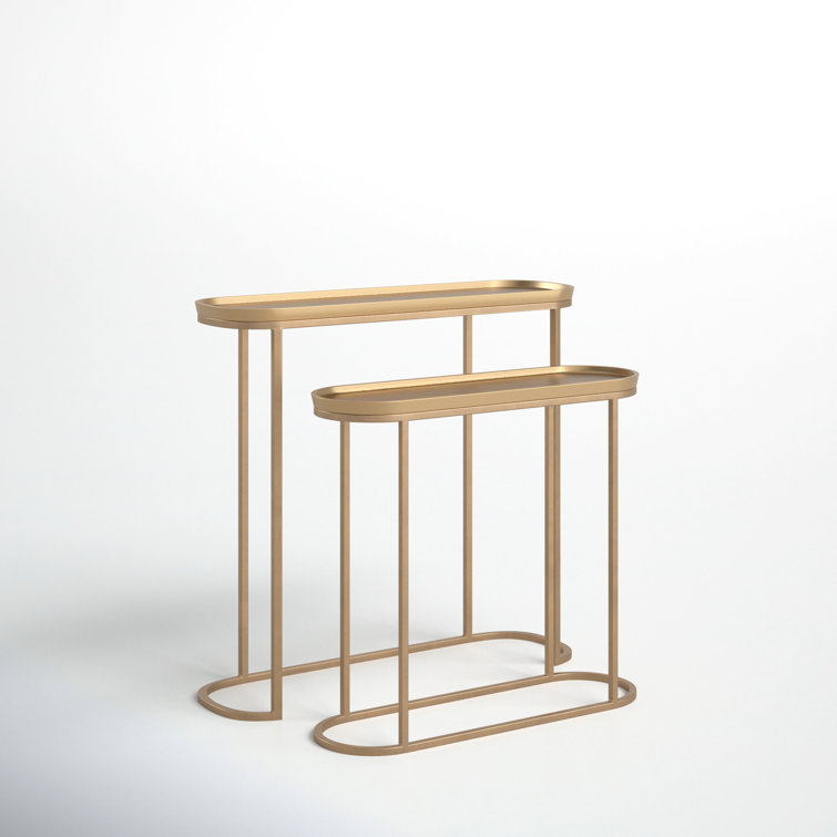 Cato Antique Brass 33.25'' Metal Console Table Set