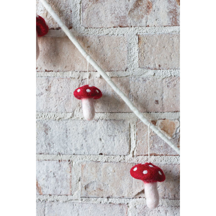 72'' Red and White Felt Mushroom Garland