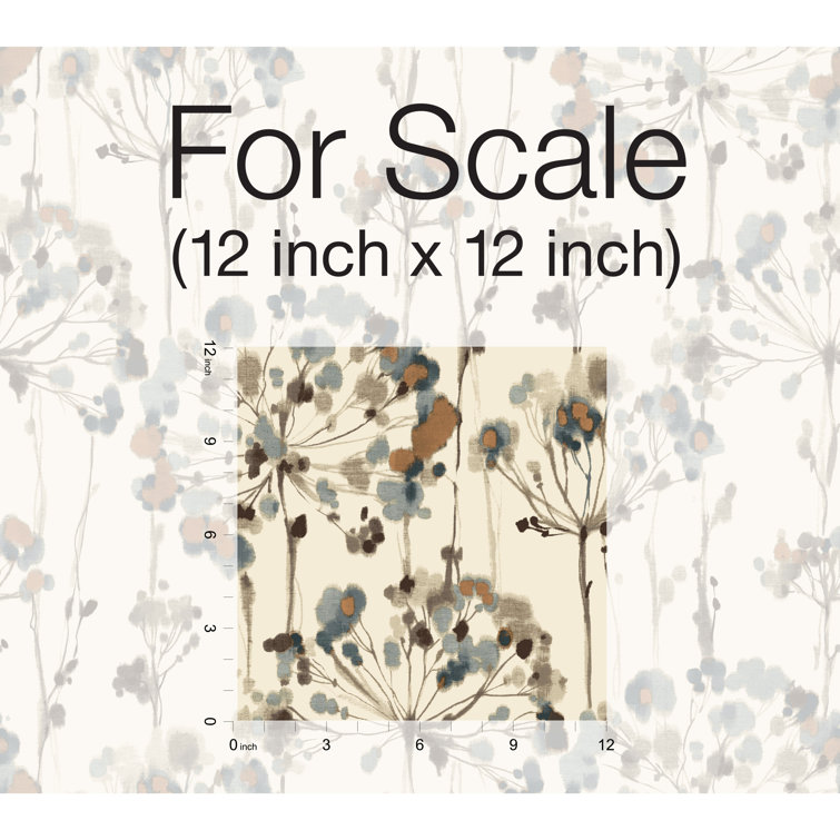 Teal Floral Grasscloth Peel and Stick Wallpaper