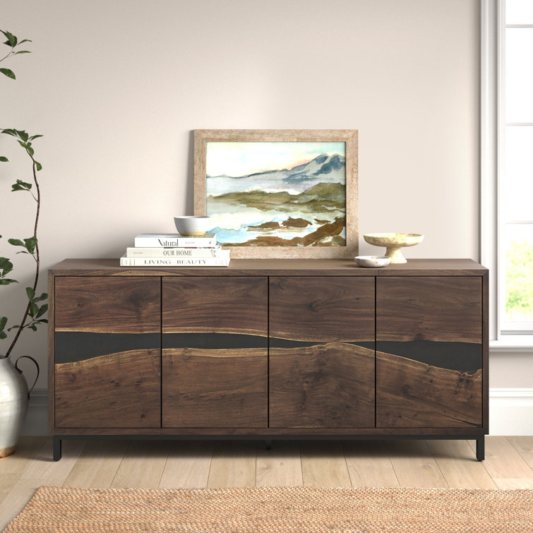 Rundle 68.9'' Brown Wood and Black Resin Sideboard