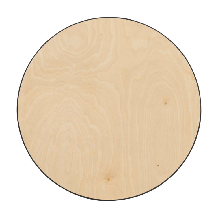 Marrel 24" Round Oak Top Outdoor Cocktail Table with Chrome Base