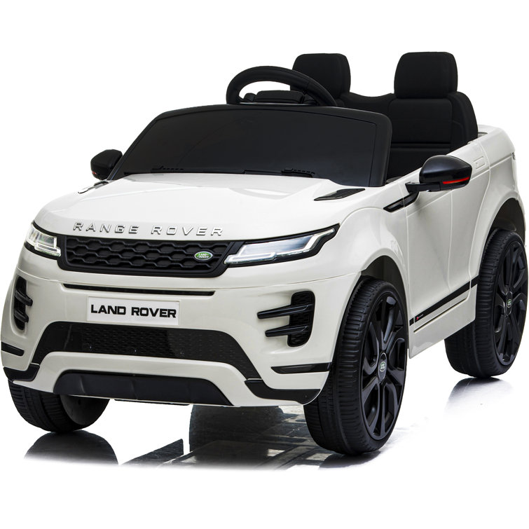 White 12-Volt Ride-On Car with Leather Seat and MP4 Screen