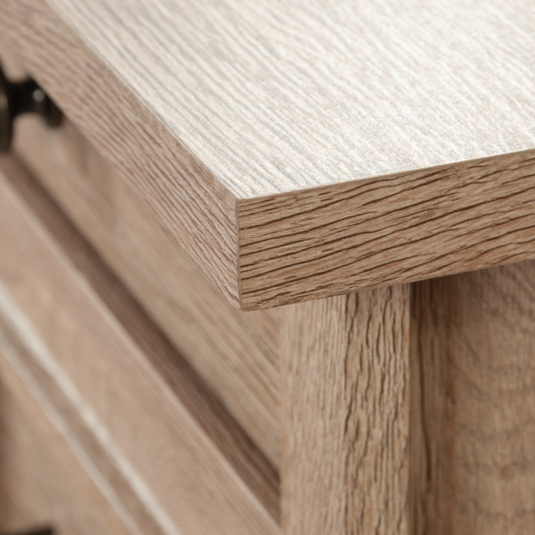 Brushed Oak Executive Desk with Drawers and Keyboard Tray