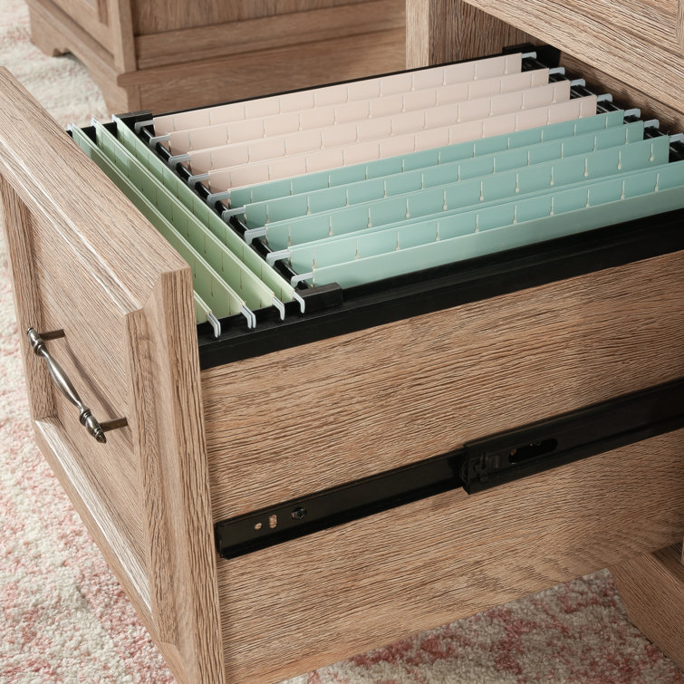 Brushed Oak Executive Desk with Drawers and Keyboard Tray