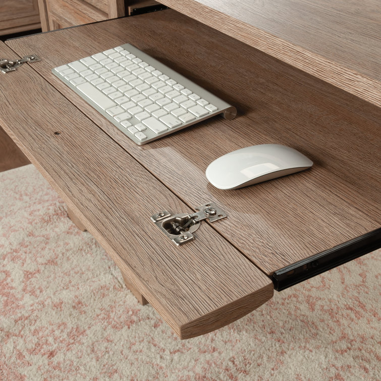 Brushed Oak Executive Desk with Drawers and Keyboard Tray