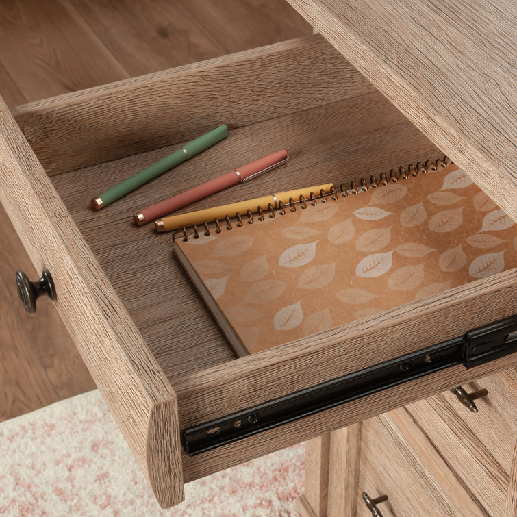 Brushed Oak Executive Desk with Drawers and Keyboard Tray
