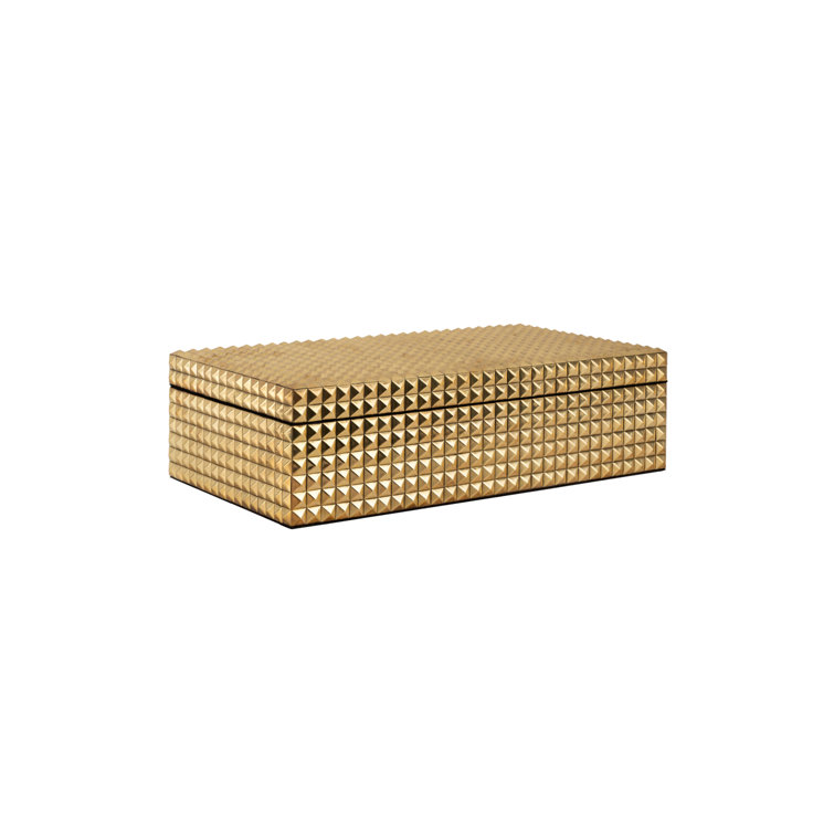 Gold Suede Studded Jewelry Storage Box
