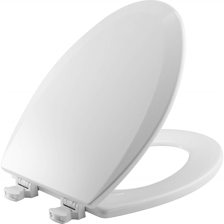 White Elongated Molded Wood Toilet Seat
