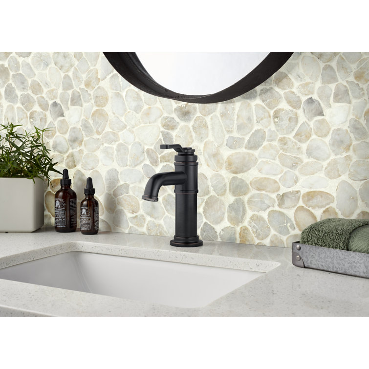12" x 12" White Oak Natural Stone Pebble Mosaic Tile