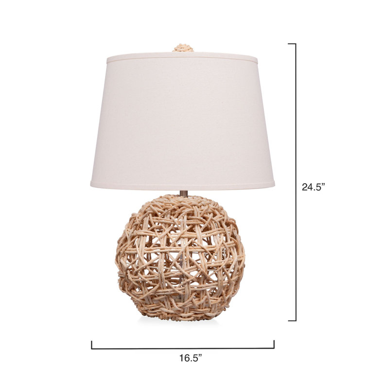 Natural Handwoven Corn Rope Table Lamp with Cream Linen Shade