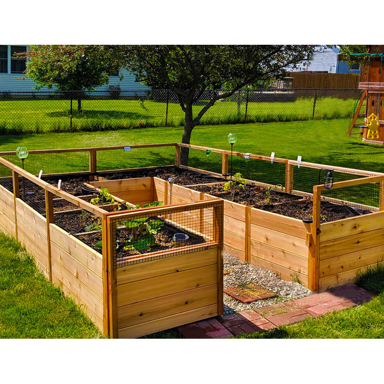 12 ft Cedar Raised Garden Bed with Wire Mesh