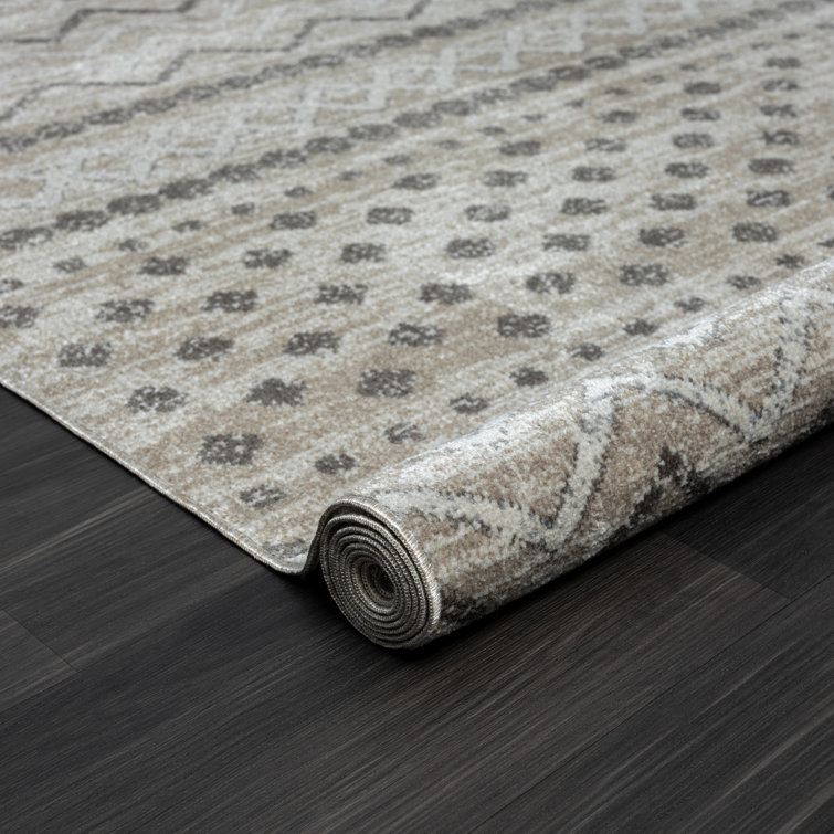 Leilani Modern Gray Geometric 8' x 10' Synthetic Area Rug