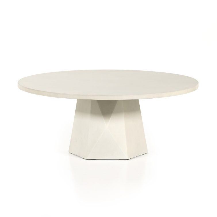 Schuller 40'' White Polished Concrete Round Coffee Table