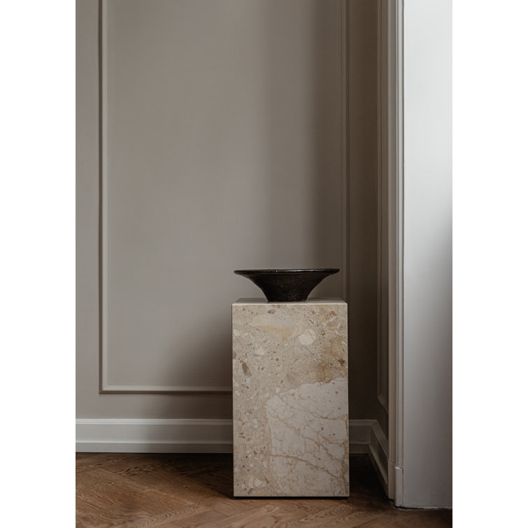 Kunis Breccia Marble Tall Rectangular End Table