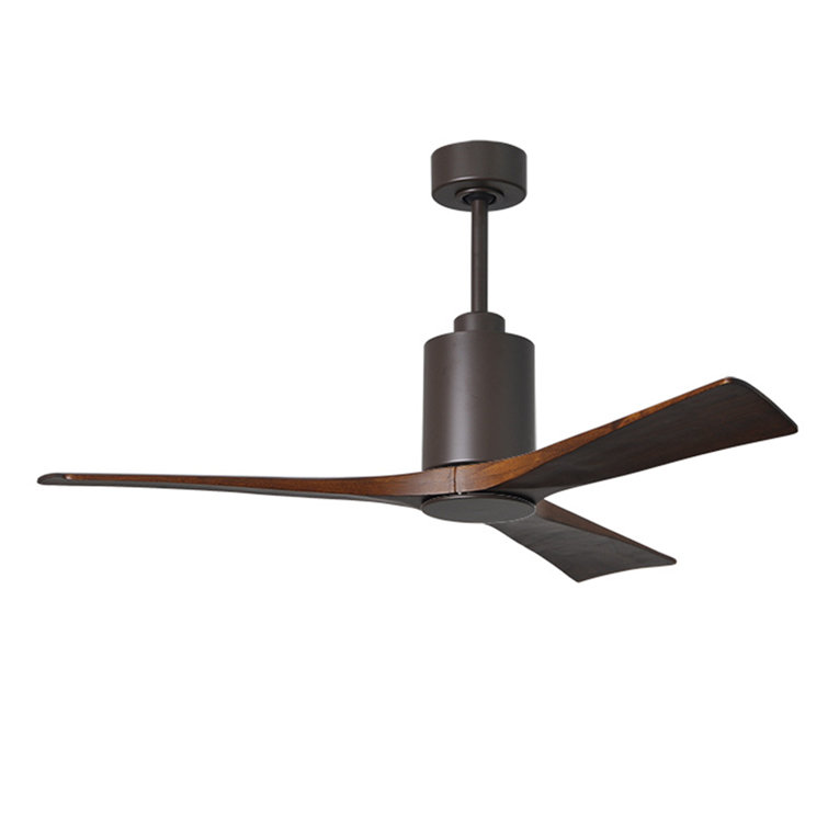 52" Textured Bronze Ceiling Fan with Walnut Solid Wood Blades and LED Light