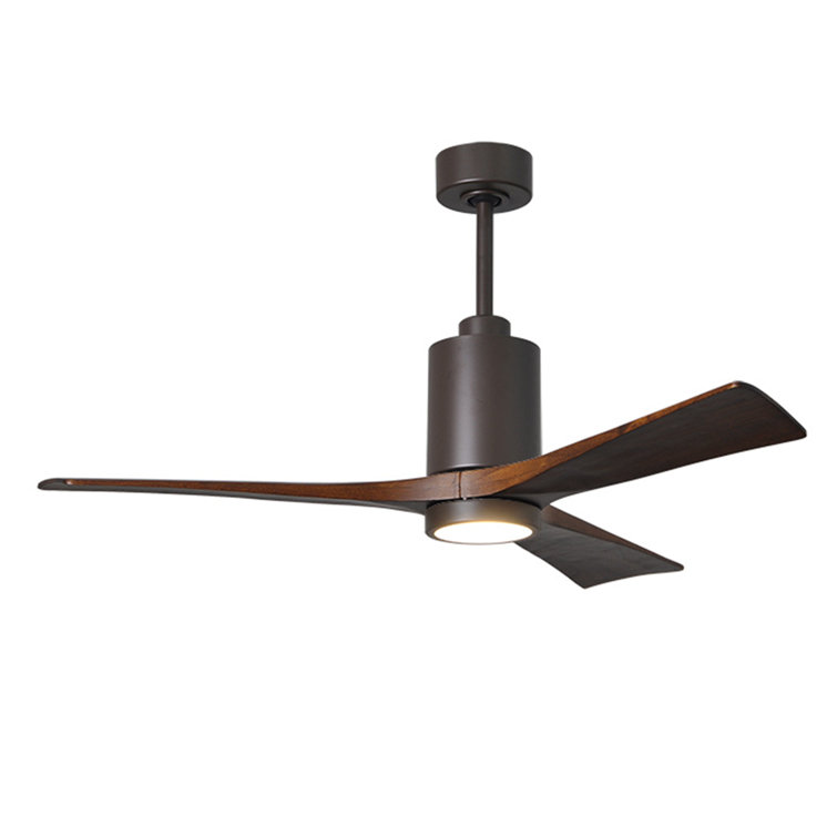 52" Textured Bronze Ceiling Fan with Walnut Solid Wood Blades and LED Light
