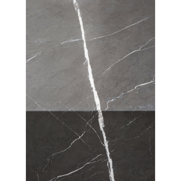 Gray Kendzo Rectangular Genuine Marble Coffee Table