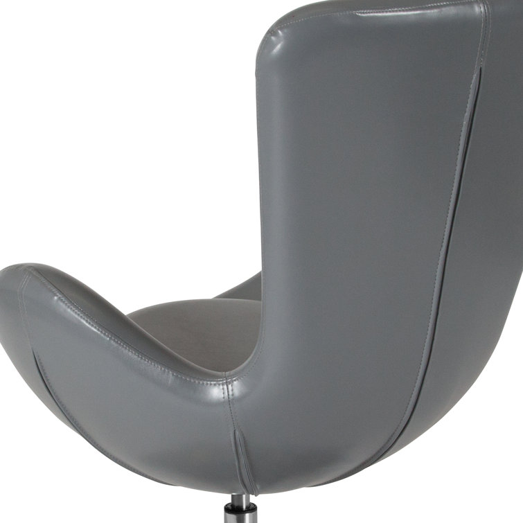 High Back Gray LeatherSoft Swivel Reception Chair with Metal Base