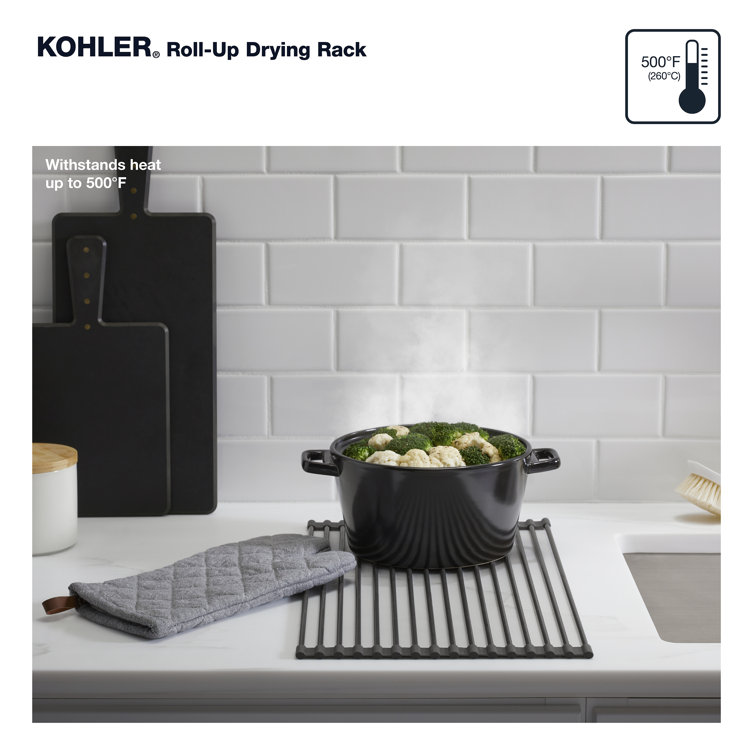 Charcoal Stainless Steel Roll-Up Multipurpose Kitchen Rack