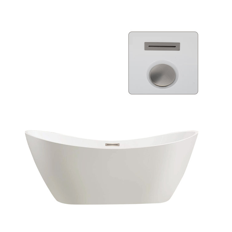 Ophelia 71'' White Acrylic Freestanding Soaking Bathtub