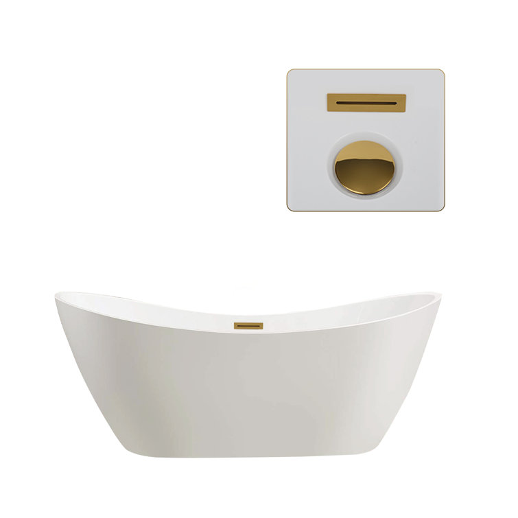 Ophelia 71" White Freestanding Acrylic Soaking Bathtub