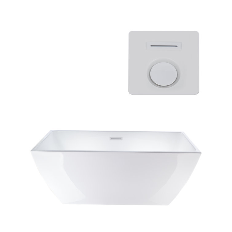 Pure White 59" Acrylic Freestanding Soaking Bathtub
