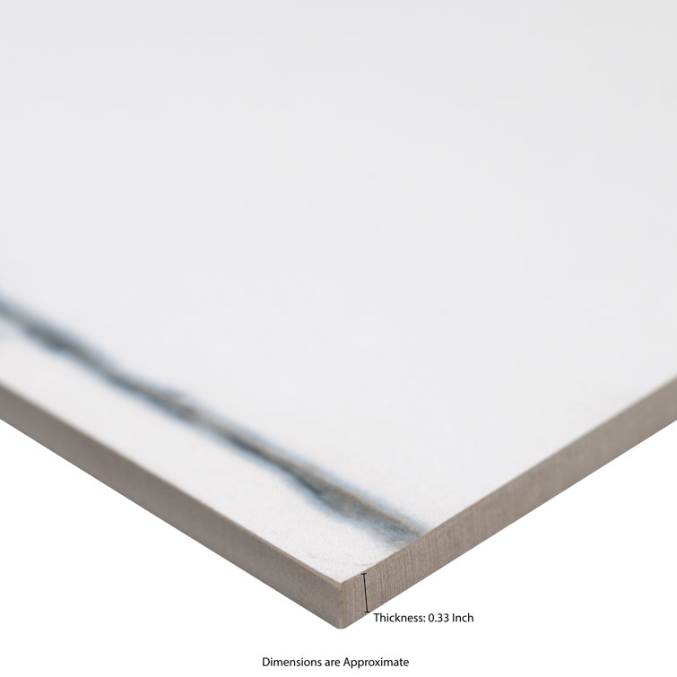 Azula Large Format White and Gray Porcelain Marble Look Tile