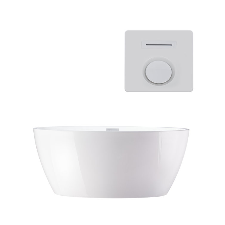 Pure White Acrylic Freestanding Soaking Bathtub