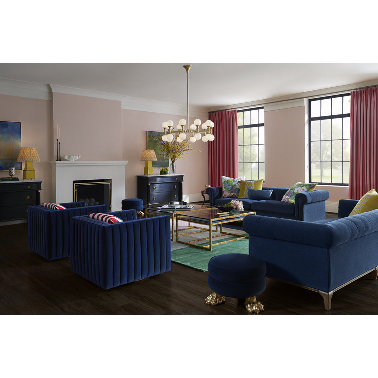 Sapphire Navy Swivel Glove Chair in Luxurious Leather and Wood