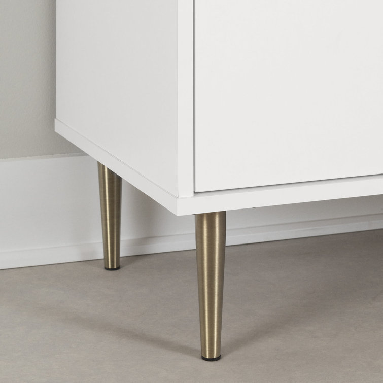 Pure White Laminate Mid-Century Modern Accent Cabinet