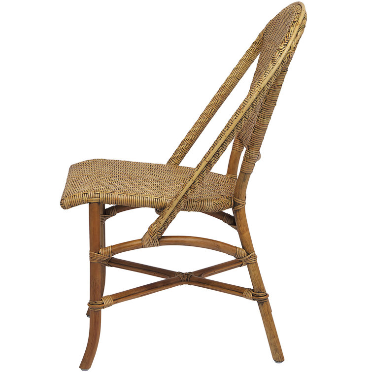 Antique Rattan Cane Side Chair with Herringbone Weave