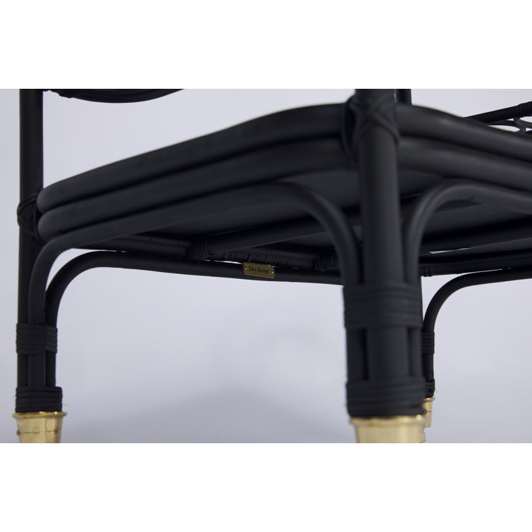 Elegant Black Rattan and Tempered Glass Bar Cart with Wine Rack