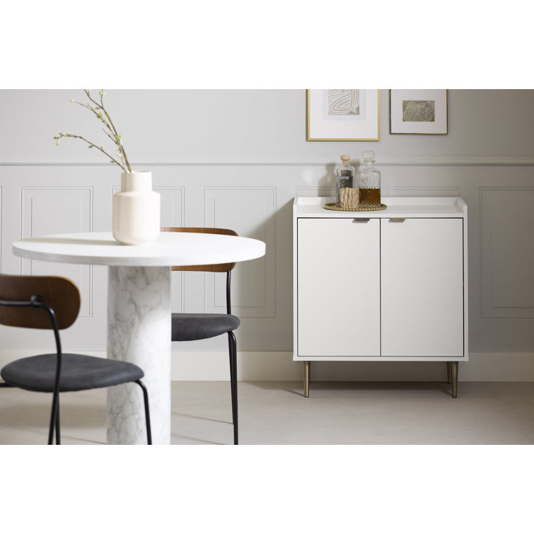 Pure White Laminate Mid-Century Modern Accent Cabinet