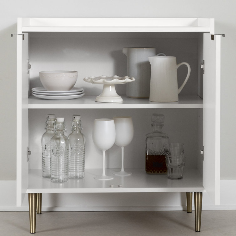 Pure White Laminate Mid-Century Modern Accent Cabinet