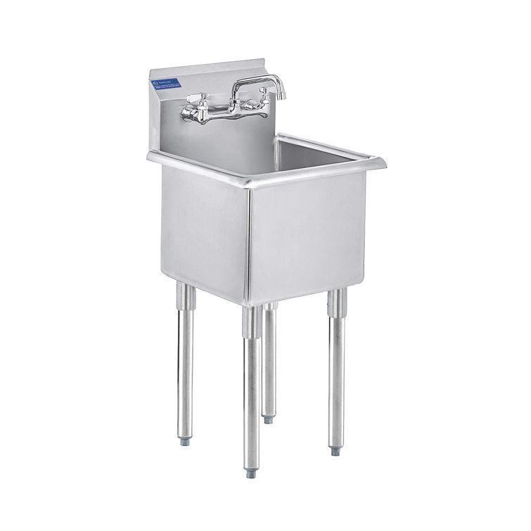 Stainless Steel Freestanding Utility Sink with Chrome Faucet
