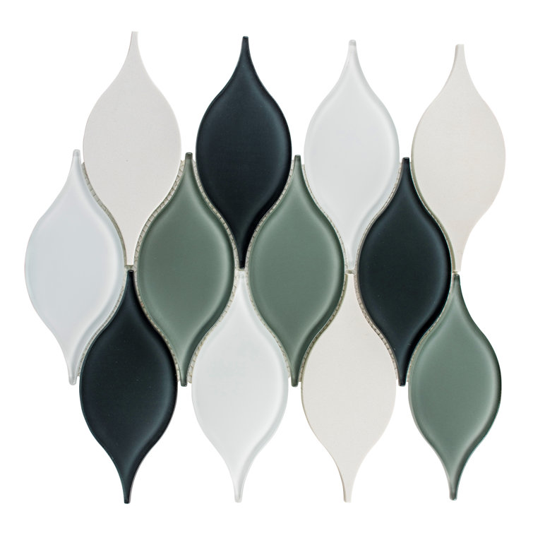 Vinage Blue and White Glass Mosaic Arabesque Tile