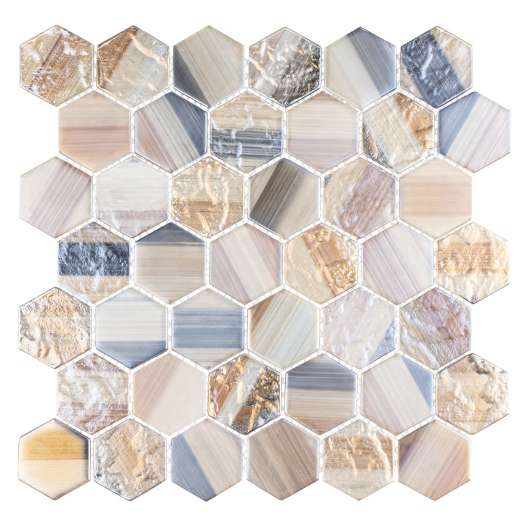 Evan Hexagon Honeycomb Glass Mosaic Tile for Bathroom and Outdoor Shower