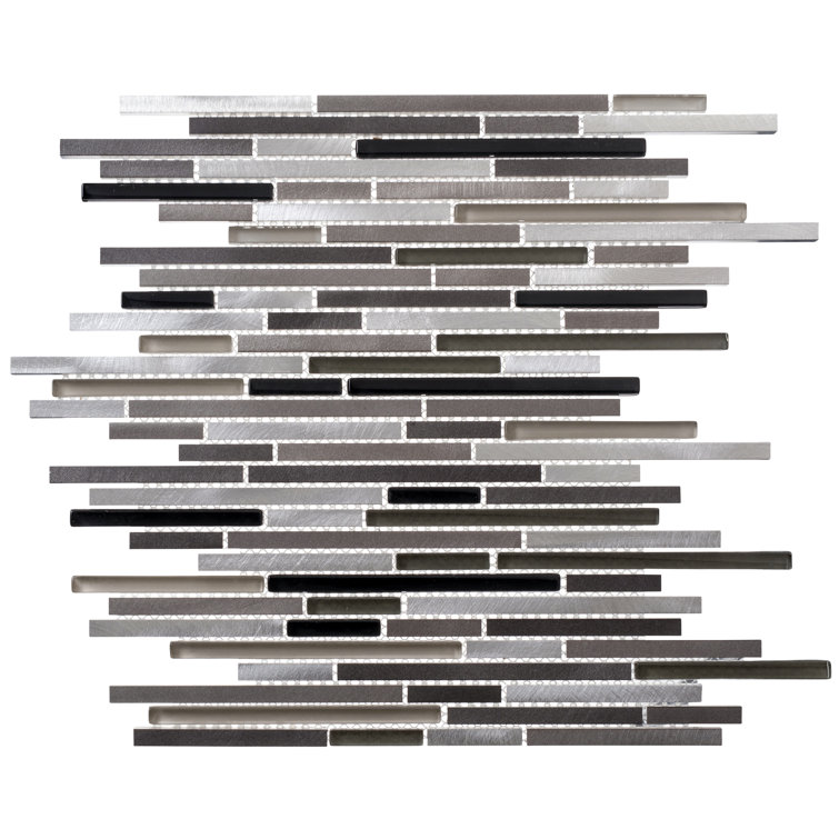Klein-Bache Brown Aluminum and Glass Brick Mosaic Tile
